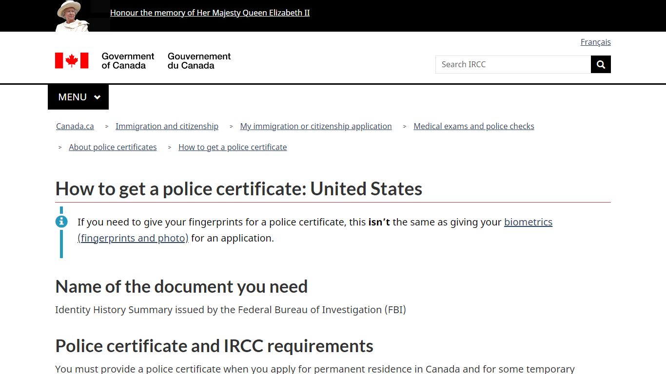 How to get a police certificate: United States - Canada.ca